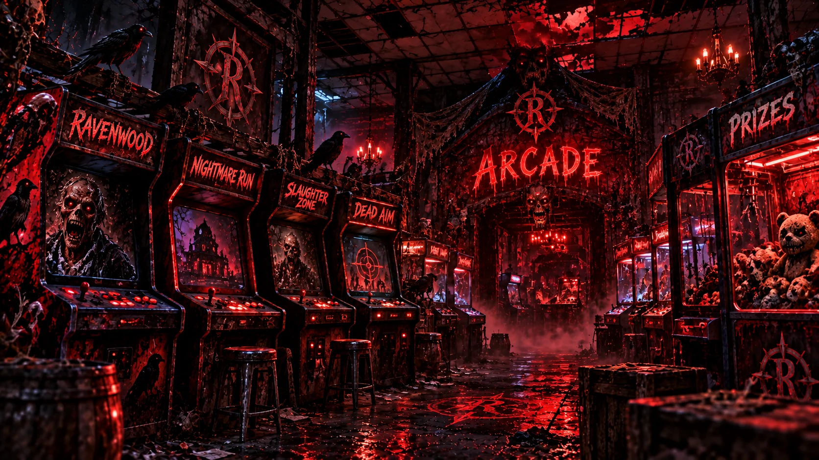 Illustration of a themed arcade