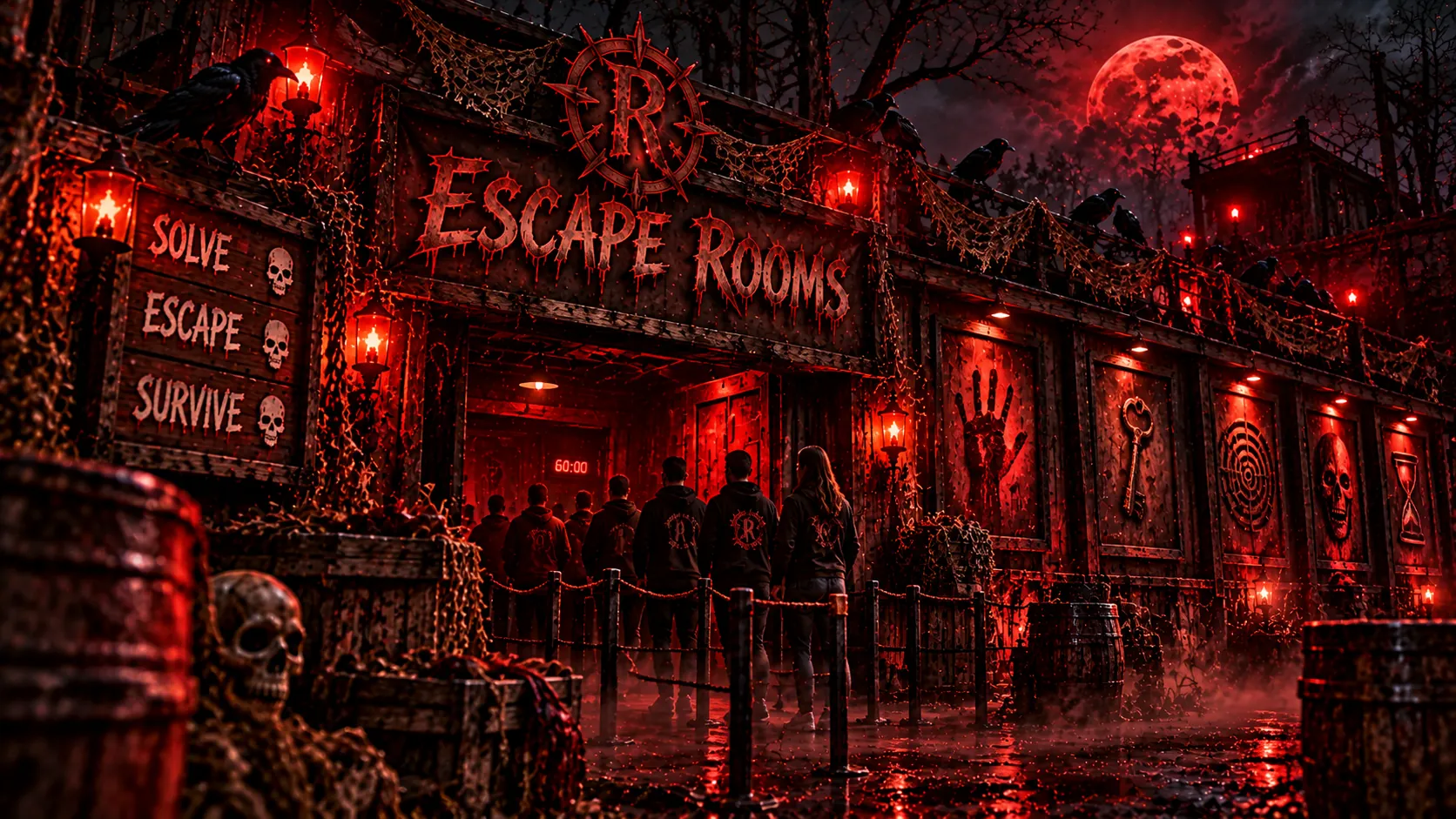 Concept artwork of a horror-themed escape room